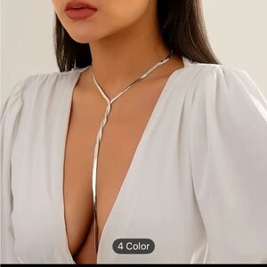 Elegant Silver Lariat Necklace